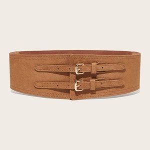 Double Buckle Belt Camel Brown (006)